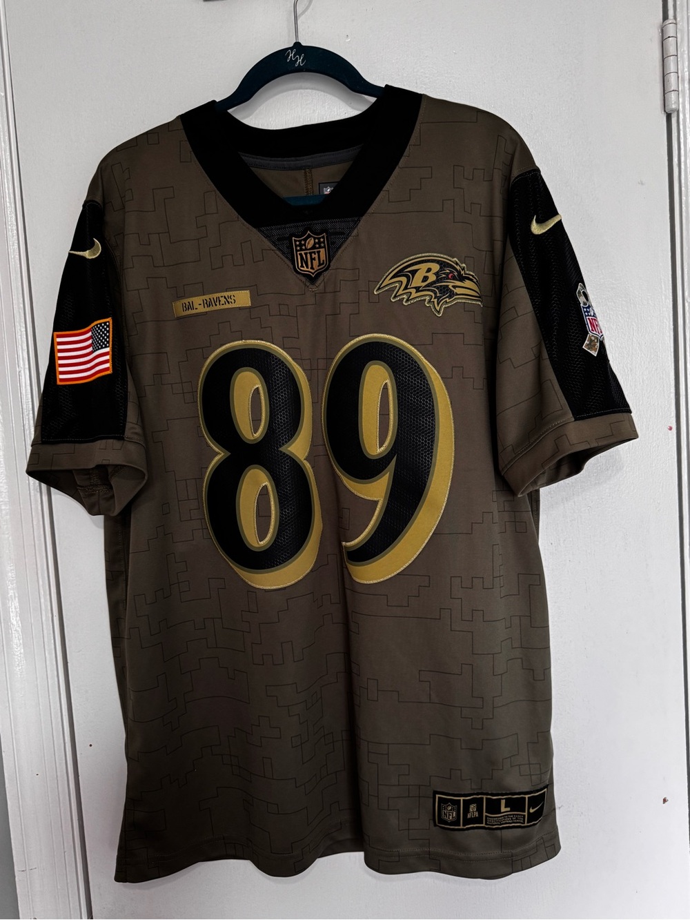 Nike Baltimore Ravens #89 Olive and Black Game Jersey